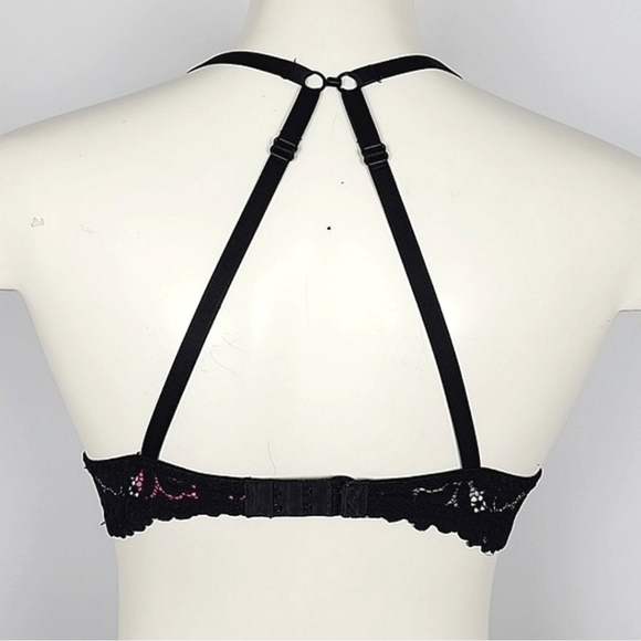 ⭐️2/ $40⭐️ La SENZA Obsession Black Lace Padded Underwire Push Up Bra 32C - Picture 3 of 14
